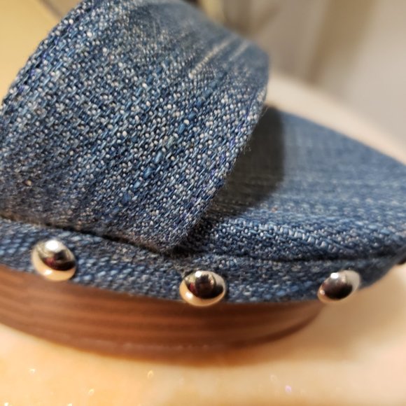 New Jessica Simpson Denim Studded Wedge Heels - Picture 11 of 12